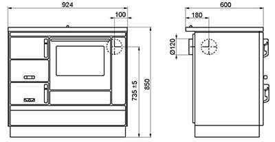 Štedilnik na trda goriva Moravia 9100 - dimenzije štedilnika