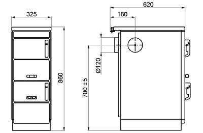 Štedilnik na trda goriva Moravia 9101 - dimenzije štedilnika