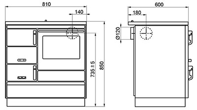 Štedilnik na trda goriva Moravia 9103 - dimenzije štedilnika